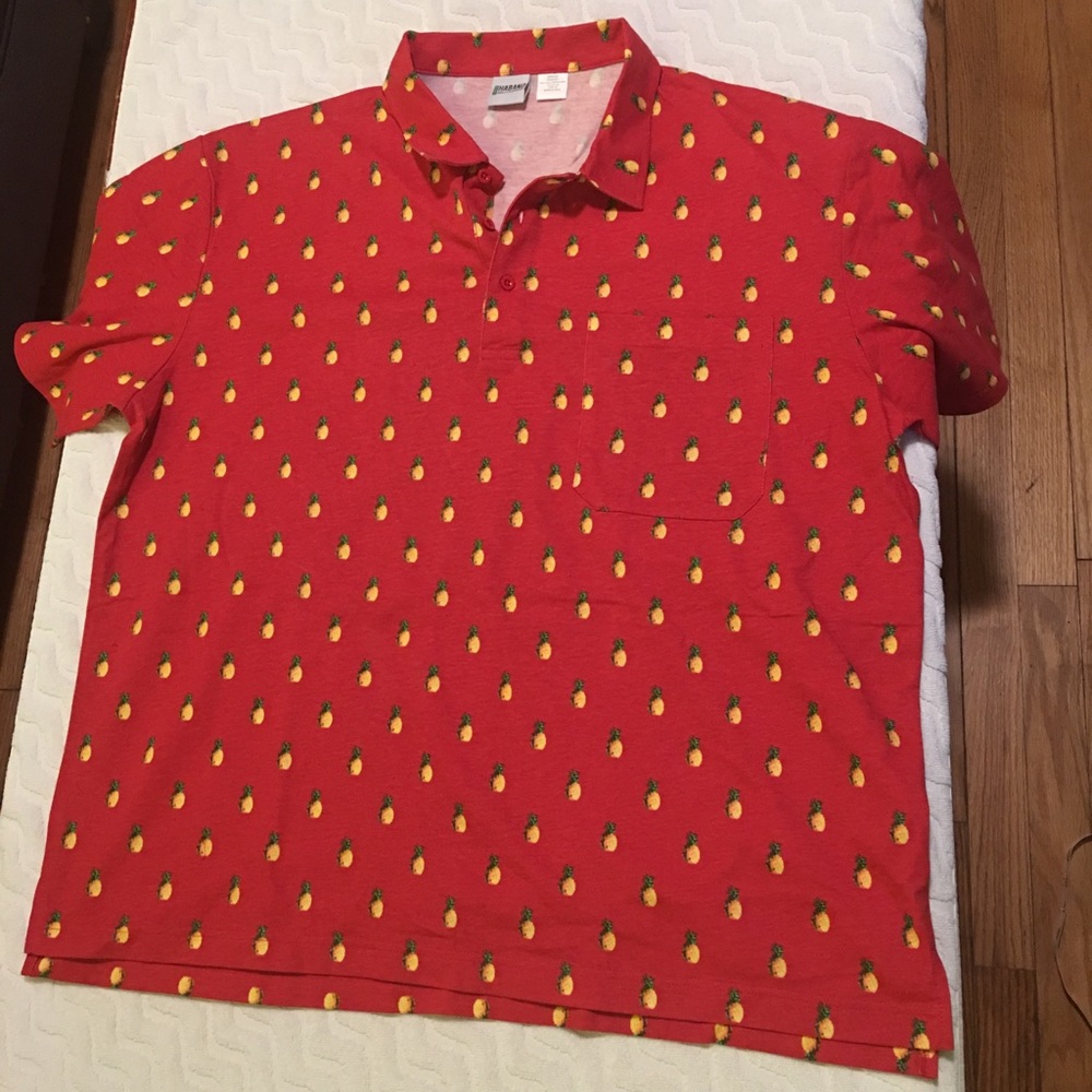 Red polo shirt with pineapple print never worn!